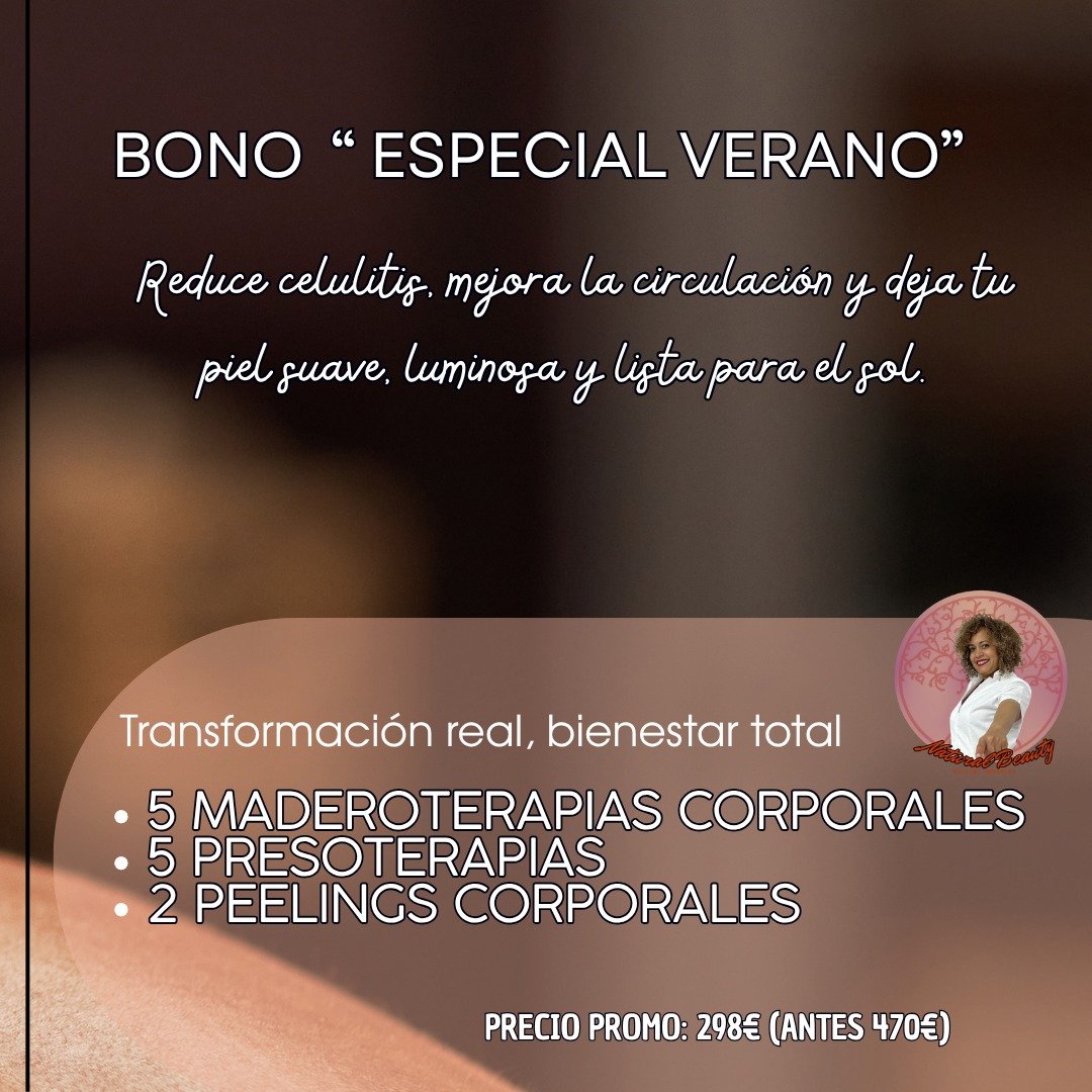 BONO “CUERPO 10 – ESPECIAL VERANO”

Incluye:
• 5 maderoterapias corporales
• 5 presoterapias
• 2 peelings corporales

Beneficios: Reduce celulitis, mejora la circulación y deja tu piel suave, luminosa y lista para el sol.
Precio promo: 298€ (antes 470€)
.

#BraçosToners#PresoterapiaAndorra#naturalbeautyandorra #centroestético #andorralovers♥️ #tratamientocorporal #andorra #naturslbeautyproducts
#depilacionmasculina
#depilaciondecejas
#andorra #naturalbeauty #centroestético #andorralovers♥️ #cuidadofacial#celulitis##bodycontouring #bodysculpting #drenajelinfatico #relax#masajesrelajantes#masajereductor