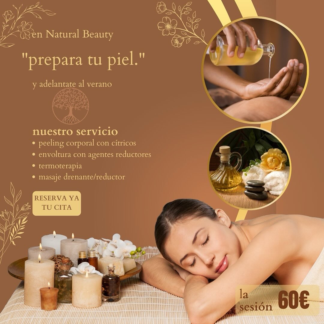 Empieza la operación biquini 👙🌈en natural 🌱 Beauty✨ ¡Prepárate para lucir tu mejor versión este verano con nuestro tratamiento de "Remodelación Corporal"! 🌞 Con nuestra exclusiva oferta de la "Operación BIKINI", podrás disfrutar de: 🌿 1 sesión de maderoterapia corporal con aceites activos: Experimenta una relajante sesión de maderoterapia que ayuda a reducir la celulitis, tonificar la piel y mejorar la circulación sanguínea. Nuestros aceites activos nutrirán tu piel y la dejarán suave y radiante. 💪 1 sesión de M Sculpt en nuestra plataforma remodelante: Descubre la revolucionaria tecnología de M Sculpt, diseñada para esculpir tu cuerpo y tonificar los músculos de forma no invasiva. Disfruta de resultados visibles y duraderos con esta sesión innovadora. Reserva ya tu pack por tan solo 45€ durante todo el mes de febrero y prepárate para deslumbrar en la playa este verano. ¡No esperes más para comenzar tu transformación corporal! 💃🕺 #naturalbeauty #bellezanatural #bellezanaturalnutritiva #tuestética #maderoterapiacorporalyfacial #tratamientosesteticos #msculpt #masajeenpareja #relajaciontotal #cuerposano #tratamientosadelgazantes #andorralovers♥️#nosencantacuidardeti #simplementegracias